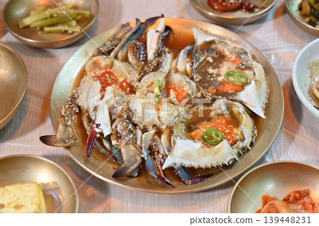 Traditional Korean Soy Sauce Marinated Raw Crab Ganjang Gejang Traditional Korean Soy Sauce Marinated Raw Crab Ganjang Gejang 139448231