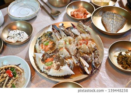 Traditional Korean Soy Sauce Marinated Raw Crab Ganjang Gejang Traditional Korean Soy Sauce Marinated Raw Crab Ganjang Gejang 139448238