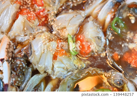 Traditional Korean Soy Sauce Marinated Raw Crab Ganjang Gejang Traditional Korean Soy Sauce Marinated Raw Crab Ganjang Gejang 139448257