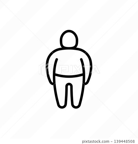 Obesity thin line icon. Overweight, unhealthy body, dieting. Chubby man. Vector illustration. 139448508