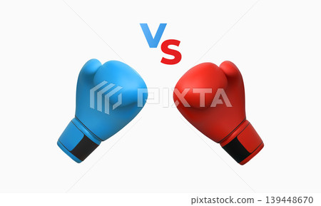 3D blue vs red boxing gloves, realistic vector martial sport game championship, competition, boxer rivals fight design 3D blue vs red boxing gloves, realistic vector martial sport game championship, competition, boxer rivals fight design 139448670