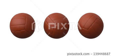 Volleyball ball realistic 3D mockup vector set, professional sports equipment for team game, athletic sport game tool 139448687