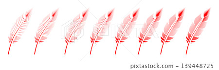 Collection of feather illustration, drawing, engraving, ink line art 139448725