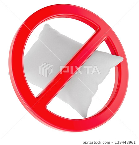 Pillow with prohibition sign, 3d rendering 139448961