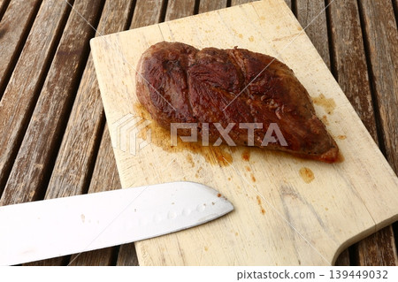 Cooked Duck Breast Magret with Crispy Skin Cooked Duck Breast Magret with Crispy Skin 139449032