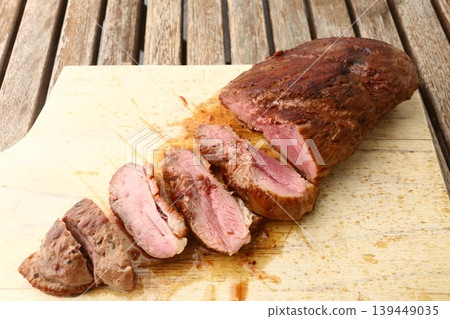Cooked Duck Breast Magret with Crispy Skin Cooked Duck Breast Magret with Crispy Skin 139449035