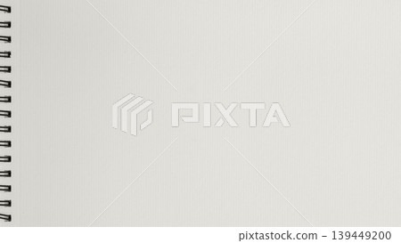 Blank notebook page with spiral binding on left, vertical paper texture. Natural background for minimalist design, trendy light Cloud dancer color, copy space for planning, writing, design layout Blank notebook page with spiral binding on left, vertical paper texture. Natural background for minimalist design, trendy light Cloud dancer color, copy space for planning, writing, design layout 139449200