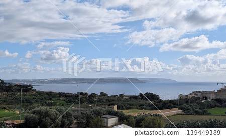 Panoramic view of Comino island and Malta island taken from the hill in Gozo Panoramic view of Comino island and Malta island taken from the hill in Gozo 139449389