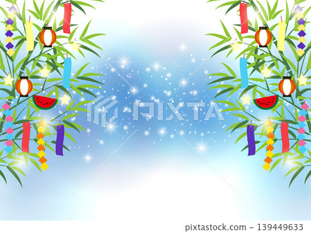 Bright Milky Way Tanabata background, horizontal, Japanese style, cute, illustration 139449633
