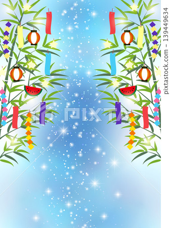 Bright Milky Way Tanabata background, vertical, Japanese style, cute, illustration 139449634