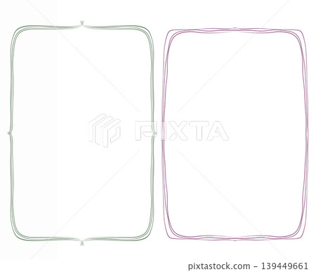 Set of 2 whimsical hand drawn minimalist rectangular frames green and purple on white background. Illustration for design, print, fabric, background. Set of 2 whimsical hand drawn minimalist rectangular frames green and purple on white background. Illustration for design, print, fabric, background. 139449661