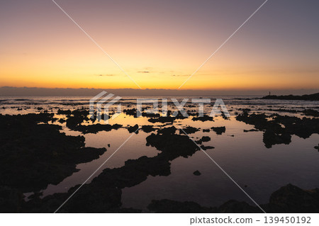 Yakushima, the island where gods reside: Dawn over the uplifted coral reef (winter) Yakushima, the island where gods reside: Dawn over the uplifted coral reef (winter) 139450192