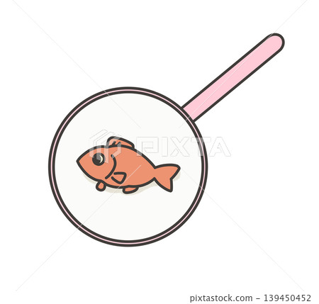 A pink net with an orange goldfish on it. 139450452