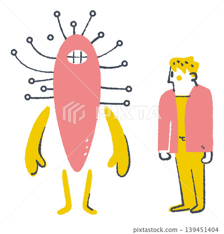 A business illustration depicting the interaction and confrontation between AI and humans in the implementation of new technologies and the consideration of digital transformation (DX). A business illustration depicting the interaction and confrontation between AI and humans in the implementation of new technologies and the consideration of digital transformation (DX). 139451404