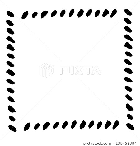 A square, Japanese-style frame drawn with brushstroke-like stippling; a simple black hand-drawn frame vector illustration. A square, Japanese-style frame drawn with brushstroke-like stippling; a simple black hand-drawn frame vector illustration. 139452394