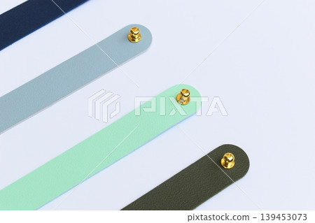 pastel colorful leather strap isolated on white background pastel colorful leather strap isolated on white background 139453073