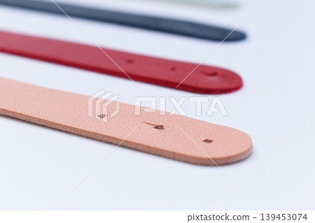 pastel colorful leather strap isolated on white background 139453074