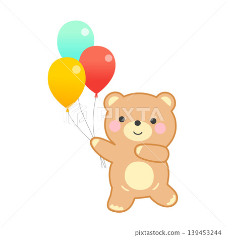 A cute teddy bear holding a balloon A cute teddy bear holding a balloon 139453244