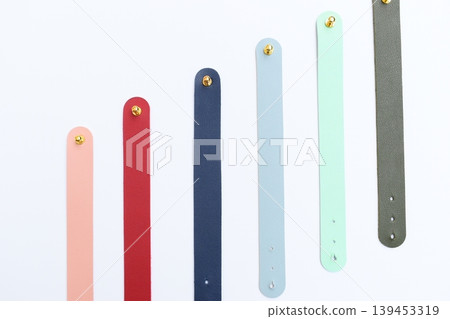 pastel colorful leather strap isolated on white background pastel colorful leather strap isolated on white background 139453319