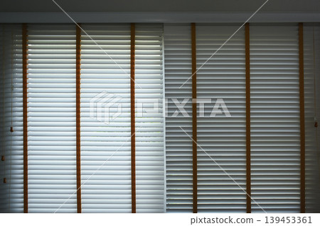 white window blinds in home, object for decorate interior of house white window blinds in home, object for decorate interior of house 139453361