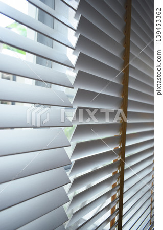 white window blinds in home, object for decorate interior of house white window blinds in home, object for decorate interior of house 139453362