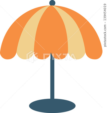 Minimal Summer Beach Umbrella Flat Illustration with Orange Stripes 139454019