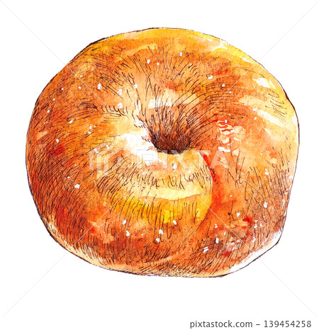 Watercolor illustration bagel 139454258