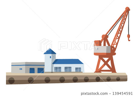 港口起重機和碼頭的向量圖 港口起重機和碼頭的向量圖 139454591