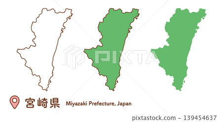 Miyazaki Prefecture Map Illustration Set | Simple and Easy-to-Use Vector Materials Miyazaki Prefecture Map Illustration Set | Simple and Easy-to-Use Vector Materials 139454637