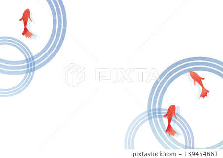 一幅水彩金魚游泳的插圖，背景圖以夏季為主題。 139454661