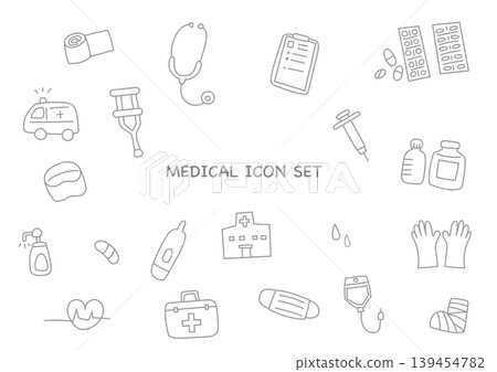 Simple medical icon set (line art illustrations) Simple medical icon set (line art illustrations) 139454782