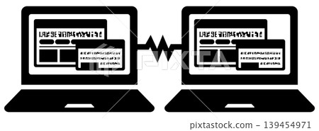 筆記型電腦間螢幕分享圖示(單色) 筆記型電腦間螢幕分享圖示(單色) 139454971