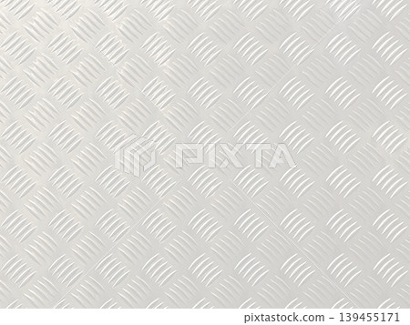 A background image of a light, bright gray, glossy metallic checkered plate. A background image of a light, bright gray, glossy metallic checkered plate. 139455171