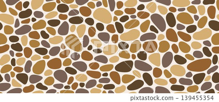Brown pebble stone seamless pattern. Repeated smooth cobblestone background. Rounded stone sidewalk paved texture. Sea or river beach rock repeating wallpaper. Vector landscaping pavement backdrop Brown pebble stone seamless pattern. Repeated smooth cobblestone background. Rounded stone sidewalk paved texture. Sea or river beach rock repeating wallpaper. Vector landscaping pavement backdrop 139455354