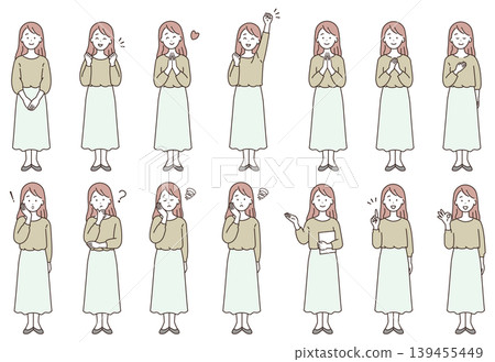 年輕女子的各種姿勢(全身照) 年輕女子的各種姿勢(全身照) 139455449