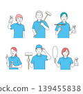 Illustration set of female cleaning staff (variations of poses and expressions, housekeeping, cleaning) 139455838