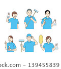 Illustration set of female cleaning staff (variations of poses and expressions, housekeeping, cleaning) 139455839