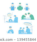 Surgery and operating room illustration set: surgeon, nurse, medical procedure 139455844