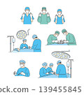 Surgery and operating room illustration set: surgeon, nurse, medical procedure 139455845