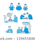 Surgery and operating room illustration set: surgeon, nurse, medical procedure 139455846