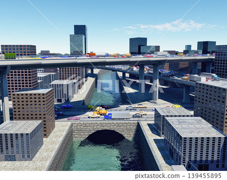 一組有高架橋的建築群 - 角度 5 一組有高架橋的建築群 - 角度 5 139455895