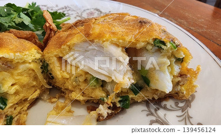 Delicious Thai Style Crispy Crab Omelet with Large Fresh Lump Crab Meat Delicious Thai Style Crispy Crab Omelet with Large Fresh Lump Crab Meat 139456124