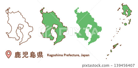 A simple and easy-to-use set of 3 map illustrations of Kagoshima Prefecture | Kyushu Region, Geography, Learning Materials A simple and easy-to-use set of 3 map illustrations of Kagoshima Prefecture | Kyushu Region, Geography, Learning Materials 139456407