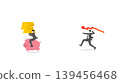Businessman riding piggy bank carrying gold bars escaping from red falling arrow spear representing investment loss financial crisis risk and gold price volatility concept 139456468