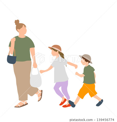 A mother walking with her child: An illustration of everyday family life. A mother walking with her child: An illustration of everyday family life. 139456774
