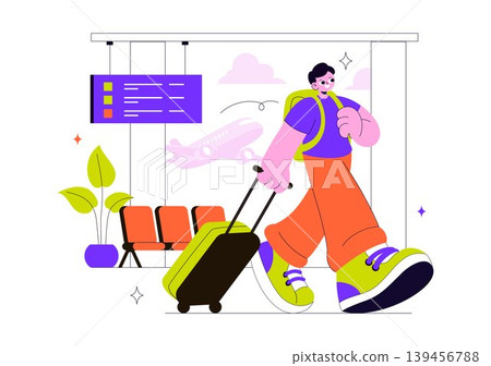 Airport Vector Illustration Featuring Air Travel Terminal Passenger Departure Lounge Airplane and Tourism Transportation Design Airport Vector Illustration Featuring Air Travel Terminal Passenger Departure Lounge Airplane and Tourism Transportation Design 139456788