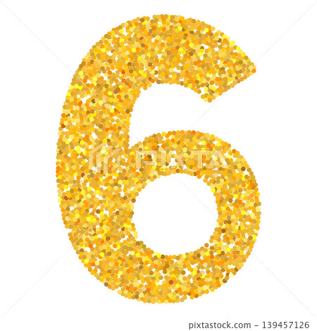 Number six gold glitter font, vector digit numeric symbol 6 yellow font sign shiny shimmer texture, arithmetic education Number six gold glitter font, vector digit numeric symbol 6 yellow font sign shiny shimmer texture, arithmetic education 139457126