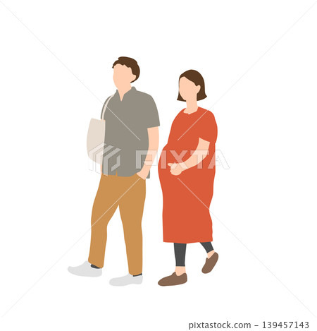 Illustrations depicting the daily lives of pregnant women and married couples. Illustrations depicting the daily lives of pregnant women and married couples. 139457143