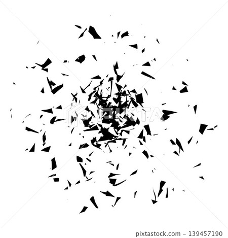 Black shattered and fractured glass with chaotic scattered splinters, vector broken motion fragments, burst split effect Black shattered and fractured glass with chaotic scattered splinters, vector broken motion fragments, burst split effect 139457190