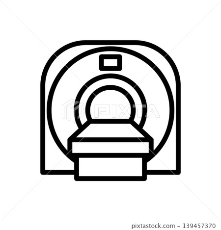 Simple line drawing pictogram vector illustration of an MRI machine. Simple line drawing pictogram vector illustration of an MRI machine. 139457370